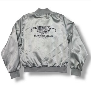WEST WIND “Frank’s” Silver Satin Bomber Jacket Memories Supper Club VINTAGE